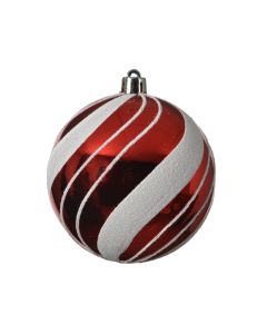 Kaemingk Christmas Shatterproof Bauble - Stripes Red/White - 8cm