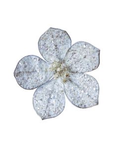 Premier Silver Glitter Flower With Clip 20cm