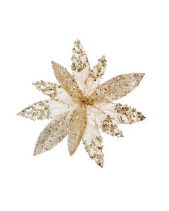 Premier Glitter Sequin Poinsettia Christmas Pick Gold 26cm