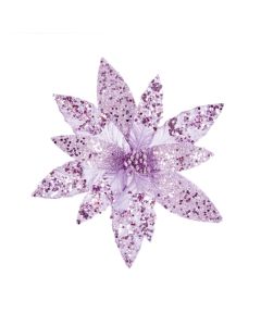 Premier Glitter Sequin Poinsettia Christmas Pick Lilac 26cm
