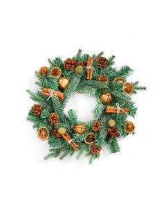 Premier Luxury Christmas Blue/Green Decorated Wreath 40cm Oranges