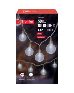 Premier Clear Cap Party String Light 50 LEDs White