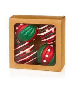 Premier Christmas 4 Piece Red Green Baubles 80mm