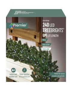 Premier Christmas 240 LED Multi Action Treebrights With Timer White/Green Cable