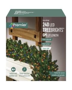 Premier Christmas 240 LED Multi Action Treebrights With Timer Multi/Green Cable