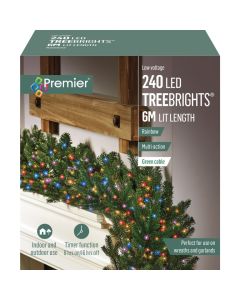 Premier Christmas 240 LED Multi Action Treebrights With Timer Rainbow/Green Cable