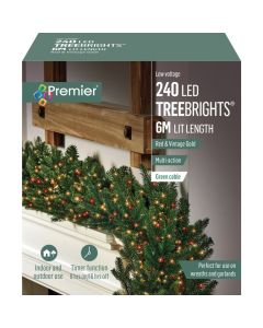 Premier Christmas 240 LED Multi Action Treebrights With Timer Red & Vintage Gold/Green Cable