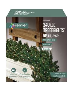 Premier Christmas 240 LED Multi Action Treebrights With Timer White & Warm White/Green Cable