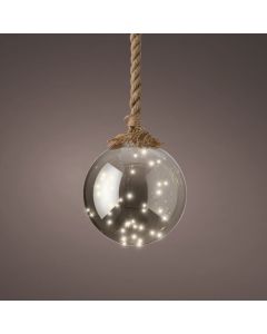 Kaemingk Lumineo Micro LED Ball Christmas Bauble - Battery Operated - Indoor - Silver/Warm White - dia 20cm - H 80cm - 40 LED