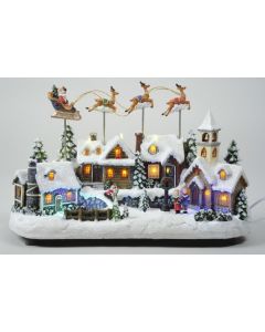 LED House with moving Deer White/Multi 36 - 16x25