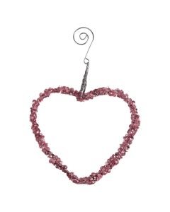 Davies Products Beaded Heart Hanger Christmas Decoration - 12cm Blush