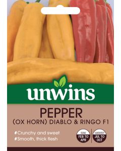 Unwins Pepper (Ox Horn) Diablo & Ringo F1 Seeds