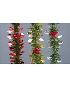 Premier Tinsel Garland & Holly 2.7m x 7cm