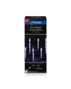 Premier 24 Chaser Icicles Lights With 72 LEDs - White