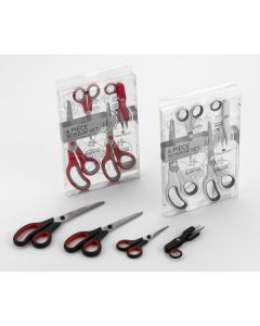Grunwerg 4 Piece Scissor Set - Black with Red Handles