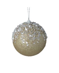 Davies Products 12cm Bead Frost Christmas Tree Bauble - Champagne