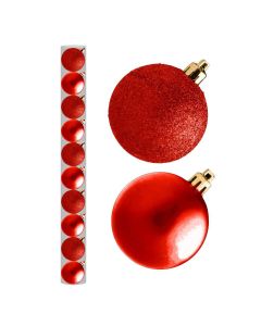 Davies Products Christmas Tree Baubles - Pack of 10 - 6cm Red