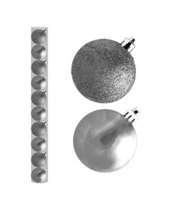 Davies Products Christmas Tree Baubles - Pack of 10 - 6cm Silver