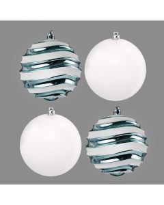Davies Products Christmas Bauble Decorations - Wavy Ice - Pack of 4 - 10cm 