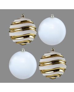 Davies Products Christmas Bauble Decorations - Wavy Gold - Pack of 4 - 10cm
