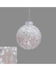 Davies Products Frosted Christmas Tree Bauble 8cm - Blush Ombre
