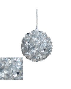 Davies Products Maxi Glitter Christmas Tree Bauble 8cm - Silver