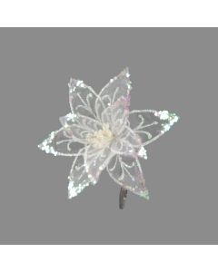 Davies Products Velvet Clip Rose Christmas Decoration - 15cm White