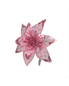 Davies Products Velvet Clip Rose Christmas Decoration - 15cm Blush