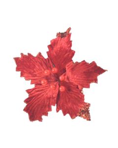 Davies Products Clip-On Poinsettia Christmas Decoration - 25cm Red