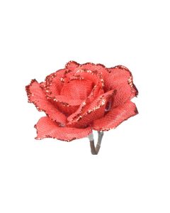 Davies Products Clip-On Jute Rose Christmas Decoration - 12cm Red
