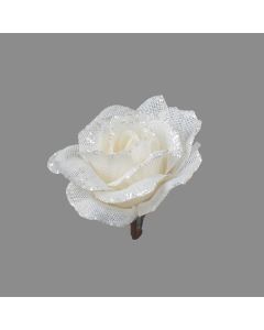 Davies Products Clip-On Jute Rose Christmas Decoration - 12cm White