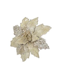 Davies Products Oil Effect Poinsettia Christmas Decoration - 28cm Champagne