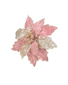 Davies Products Oil Effect Poinsettia Christmas Decoration - 28cm Rose