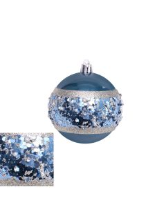 Davies Products Shatterproof Bead Band Christmas Tree Bauble - 8cm Kingfisher
