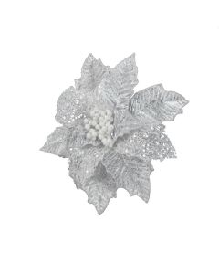 Davies Products Oil Effect Poinsettia Christmas Decoration - 28cm White