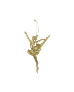 Davies Products Glitter Ballerina Christmas Tree Bauble - 16cm Gold