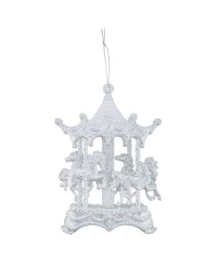 Davies Products Glitter Carousel Christmas Tree Bauble - 16cm Silver