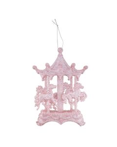 Davies Products Glitter Carousel Christmas Tree Bauble - 16cm Blush