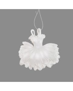 Davies Products Pearl Frost Dress Christmas Tree Bauble - 10cm