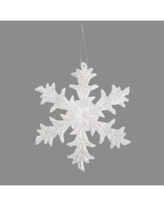 Davies Products Pearl Frost Snowflake Christmas Tree Bauble - 12.8cm