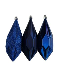 Davies Products Geo Drops Christmas Tree Baubles - Pack 3 - 14cm Navy