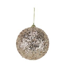 Davies Products Micro Sequin Christmas Tree Bauble - 10cm Champagne