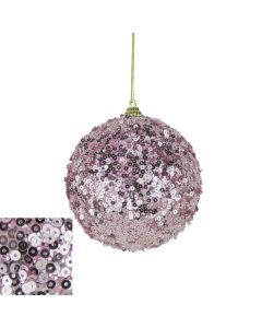Davies Products Micro Sequin Christmas Tree Bauble - 10cm Blush