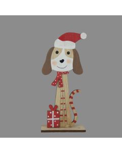 Davies Products Standing Wooden Dog Christmas Decoration - 20cm x 9cm
