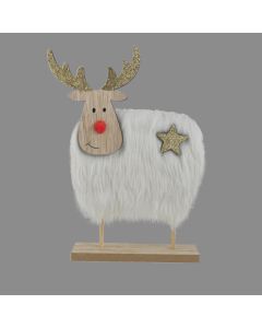 Davies Products Furry Reindeer Christmas Decoration - 23cm x 14.5cm