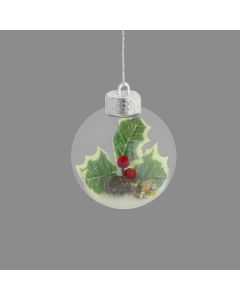 Davies Products Holly Cone & Snow Christmas Tree Bauble - 8cm