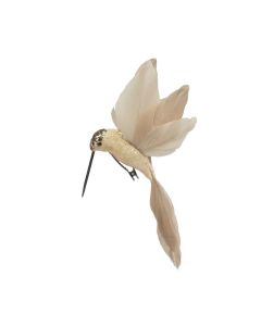 Davies Products Feather Hummingbird Christmas Tree Decoration - 19cm Champagne