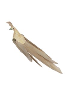 Davies Products Feather Peacock Christmas Tree Decoration - 19cm Champagne