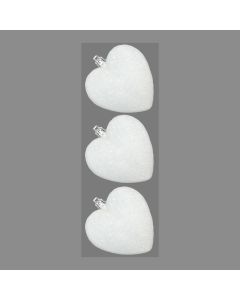 Davies Products Glitter Hearts Christmas Tree Baubles - Pack of 3 - 9cm White