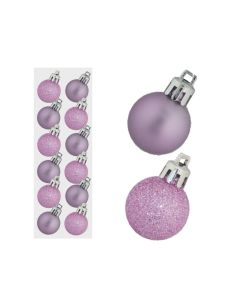 Davies Products Christmas Tree Baubles - Pack of 12 - 3cm - Lilac